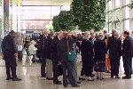 Image of Members at General Synod in the conservatory of the O'Reilly Hall in 2001