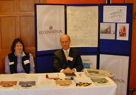 Stephanie Campbell and Conor Lindsay on the Ecclesiastical Insurance Office stand