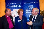 Bishop Mehaffey, his wife Thelma and William McCarter (Chairman of the International Fund for Ireland)